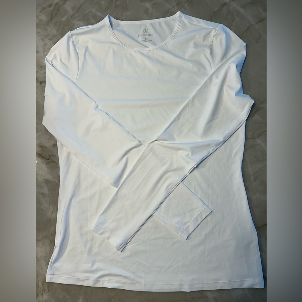 Lands' End Women’s White Long Sleeve Rash Guard